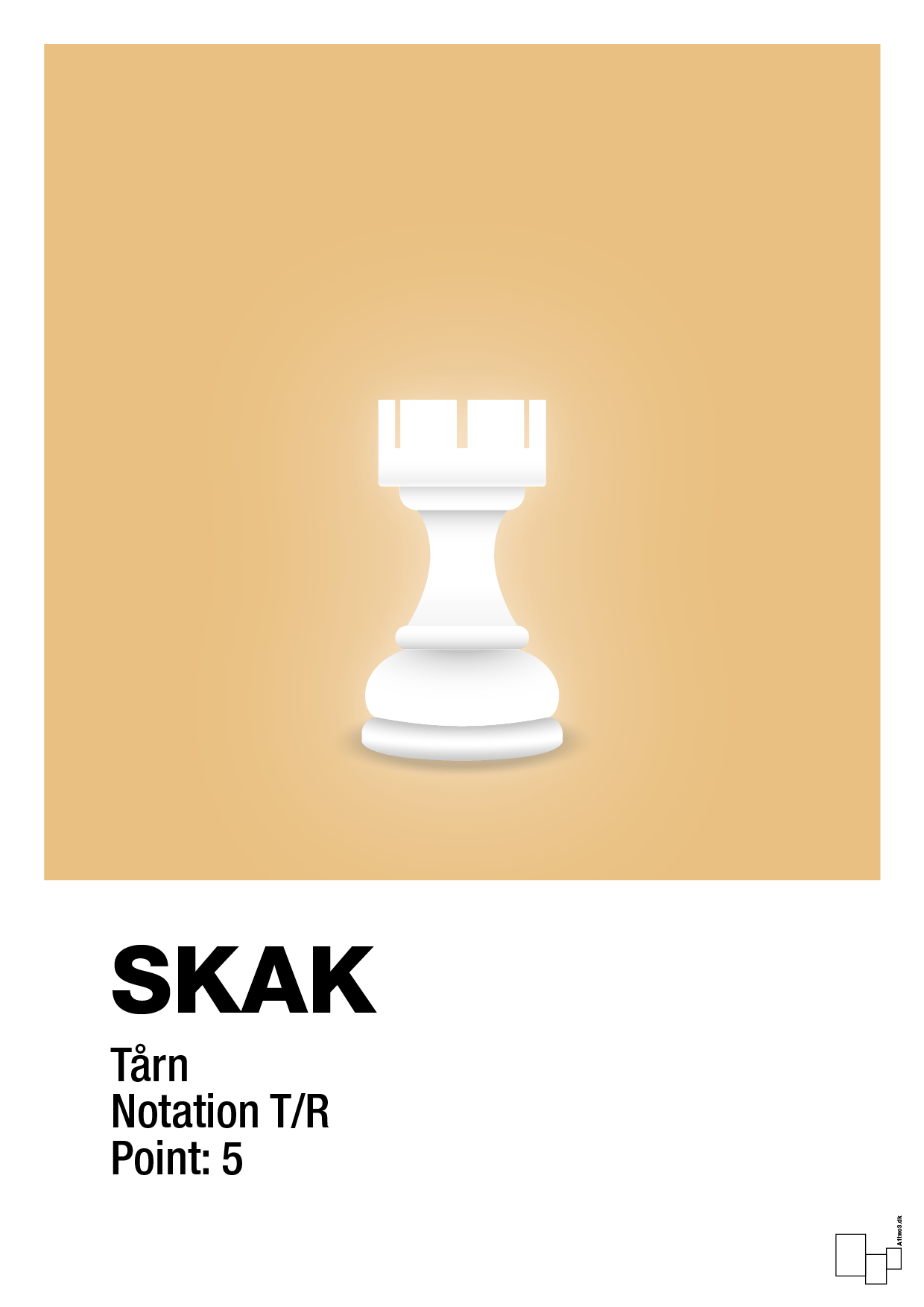 plakat: spillebrikken tårn i hvid - charismatic-Brætspil-A1two3