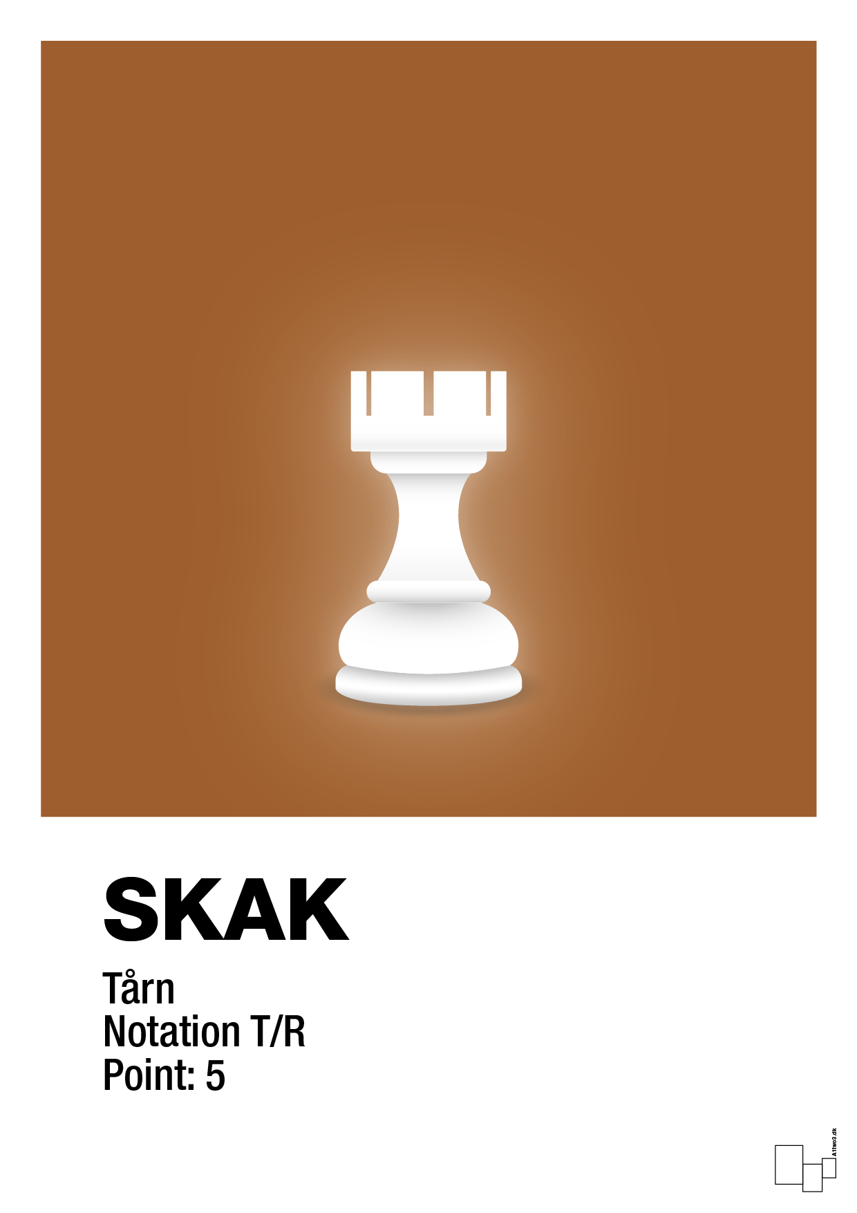 plakat: spillebrikken tårn i hvid - cognac-Brætspil-A1two3