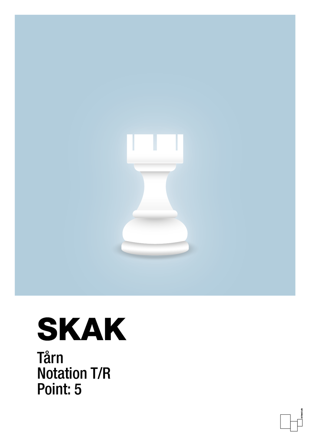 plakat: spillebrikken tårn i hvid - heavenly blue-Brætspil-A1two3