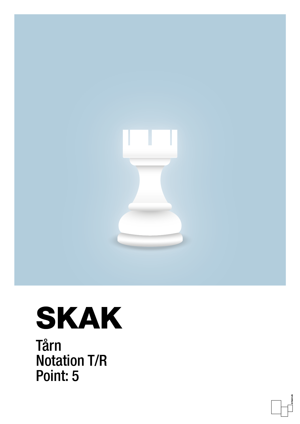plakat: spillebrikken tårn i hvid - heavenly blue-Brætspil-A1two3