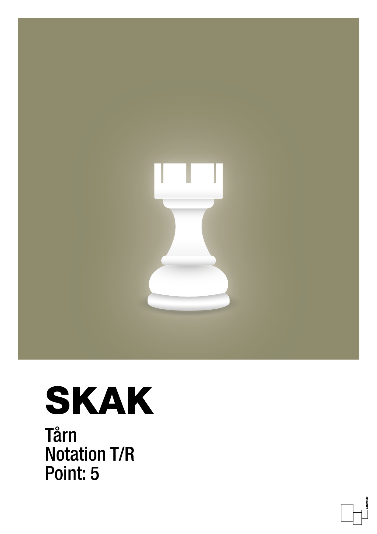plakat: spillebrikken tårn i hvid - misty forrest-Brætspil-A1two3