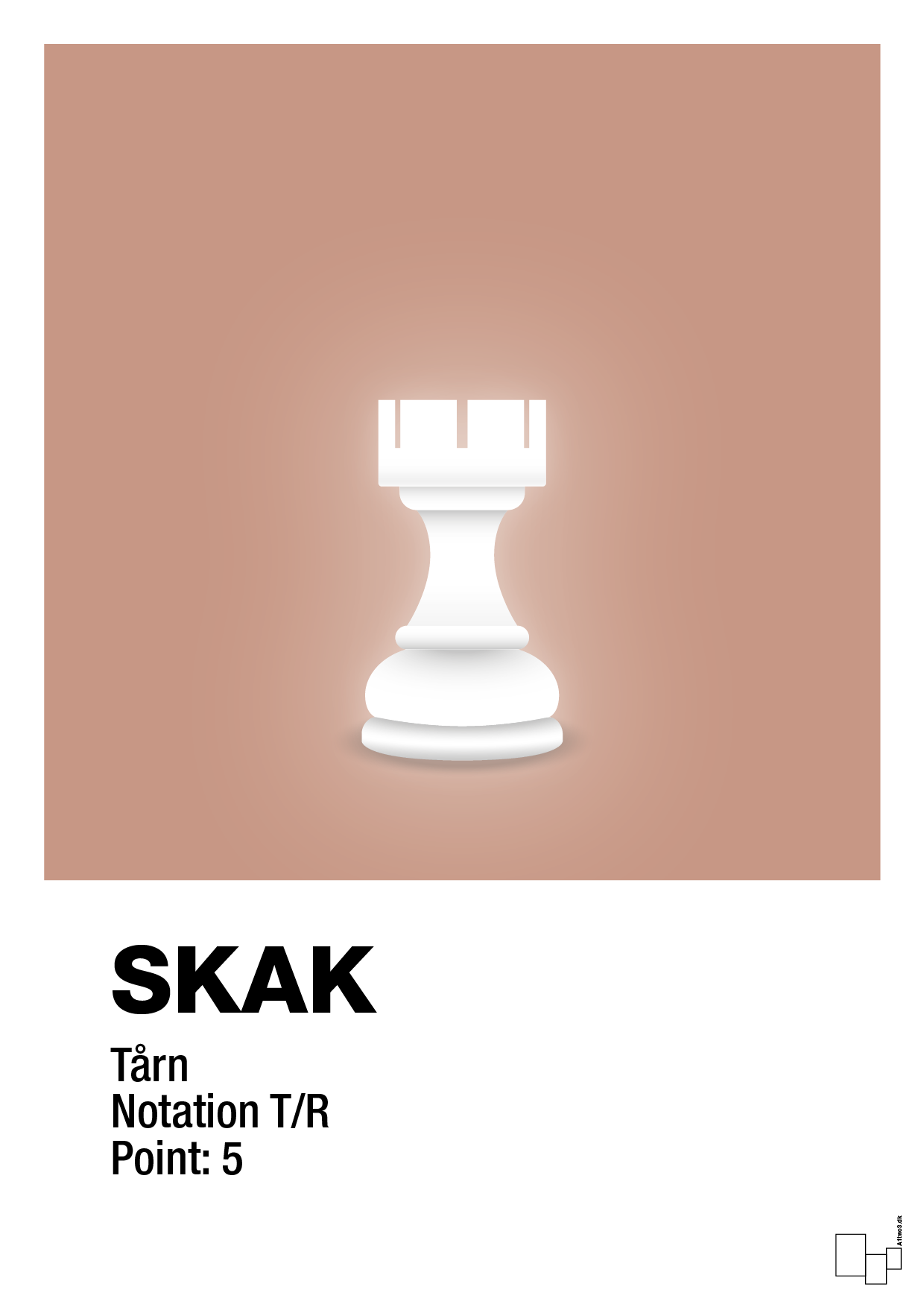 plakat: spillebrikken tårn i hvid - powder-Brætspil-A1two3