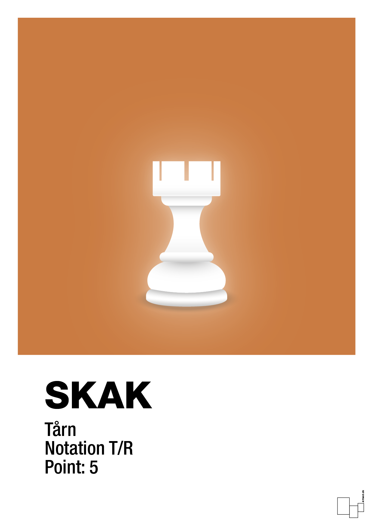 plakat: spillebrikken tårn i hvid - rumba orange-Brætspil-A1two3