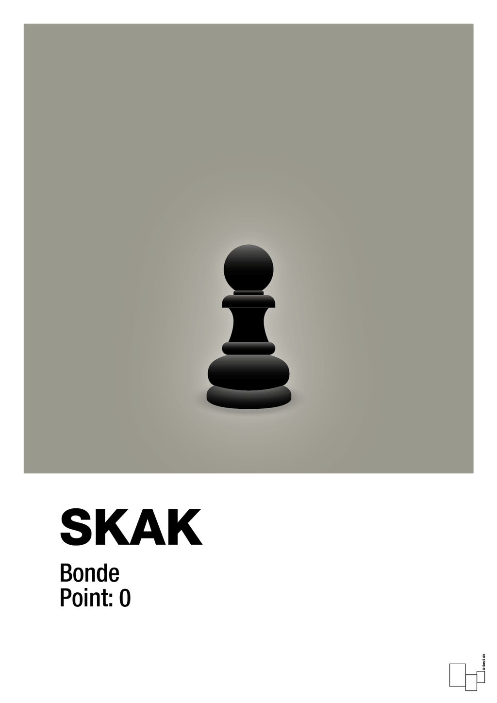 plakat: spillebrikken bonde i sort - battleship gray-Brætspil-A1two3