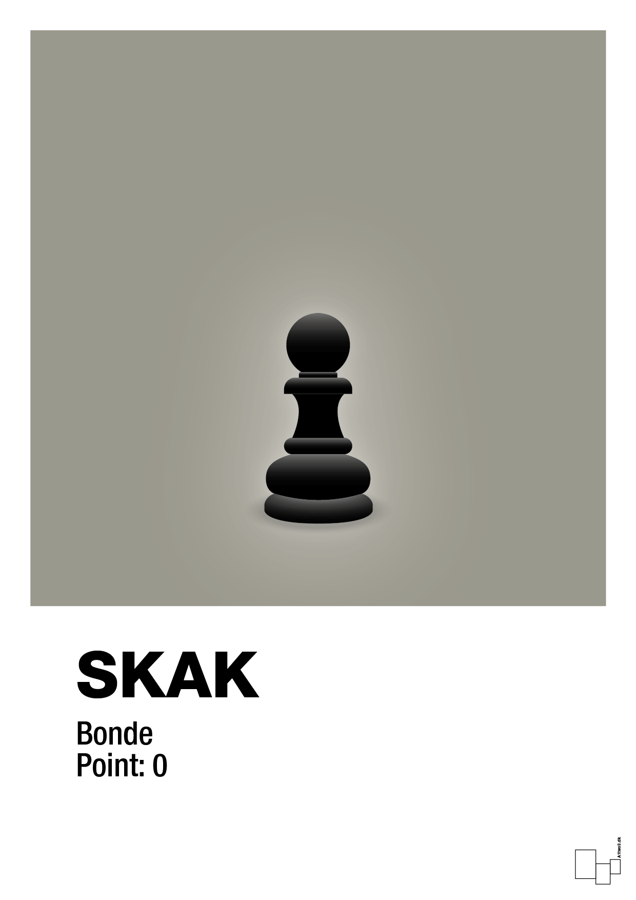 plakat: spillebrikken bonde i sort - battleship gray-Brætspil-A1two3
