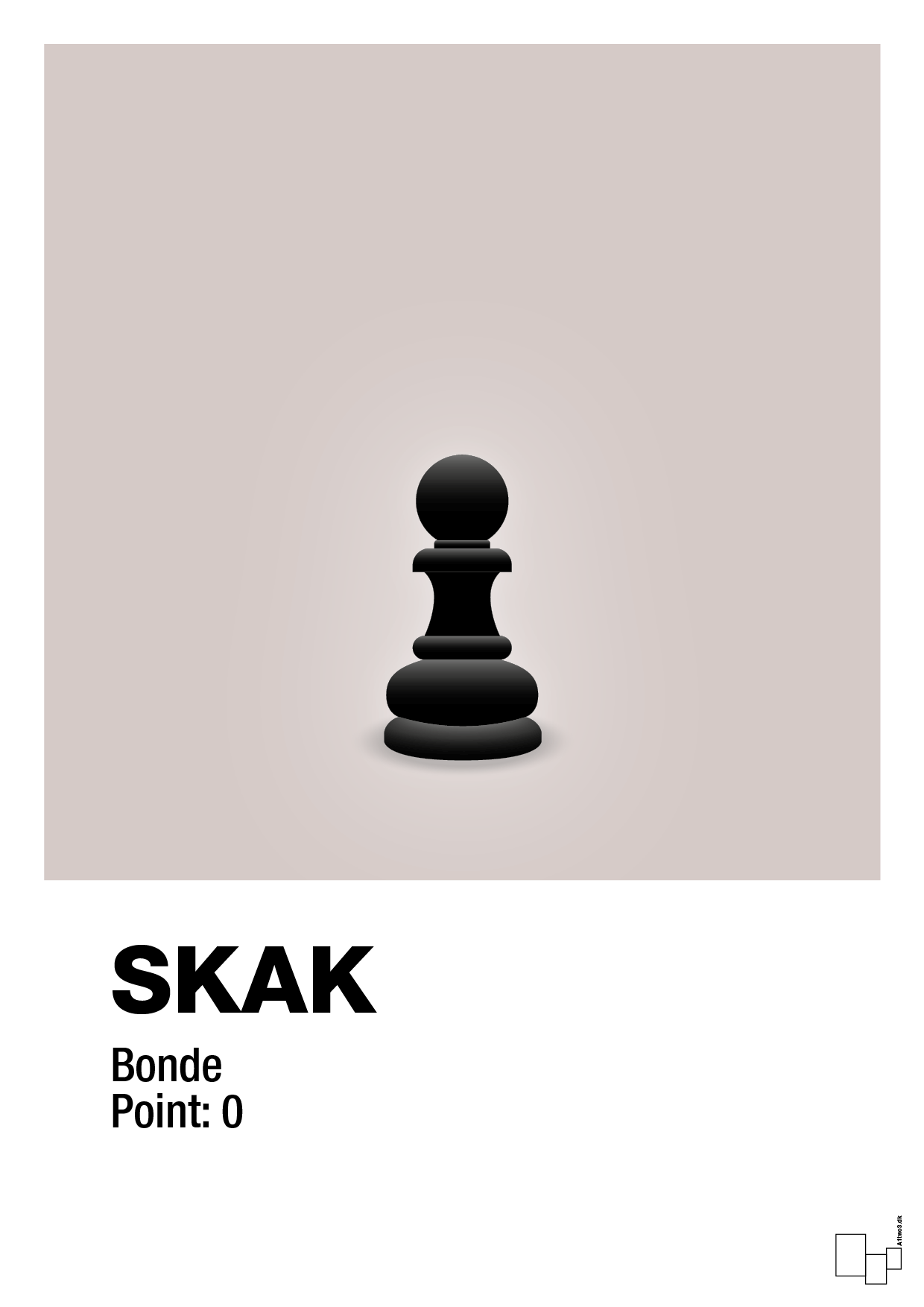 plakat: spillebrikken bonde i sort - broken beige-Brætspil-A1two3