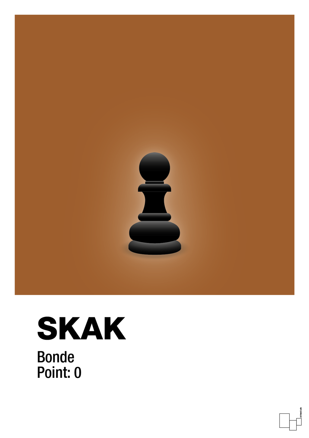 plakat: spillebrikken bonde i sort - cognac-Brætspil-A1two3