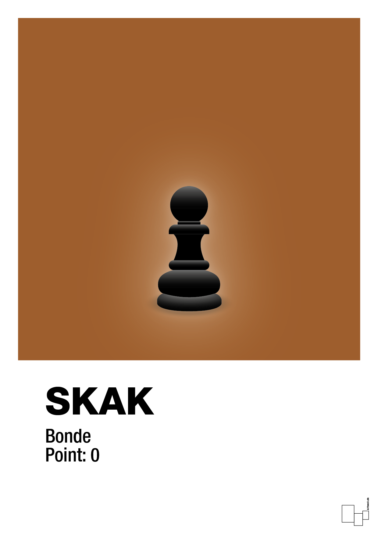 plakat: spillebrikken bonde i sort - cognac-Brætspil-A1two3