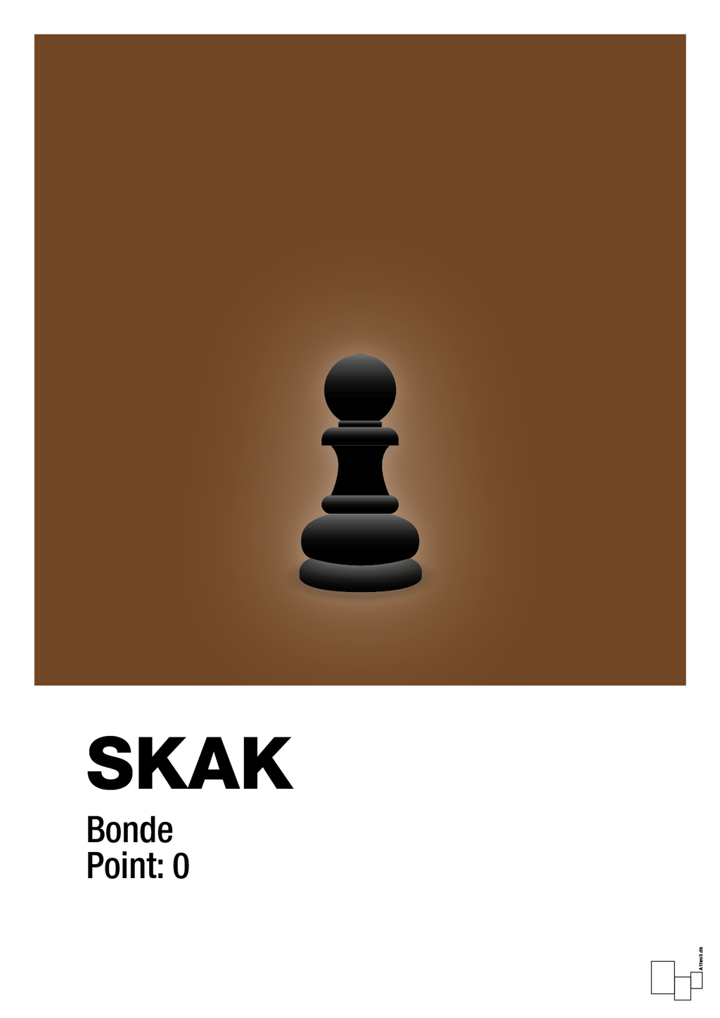 plakat: spillebrikken bonde i sort - dark brown-Brætspil-A1two3