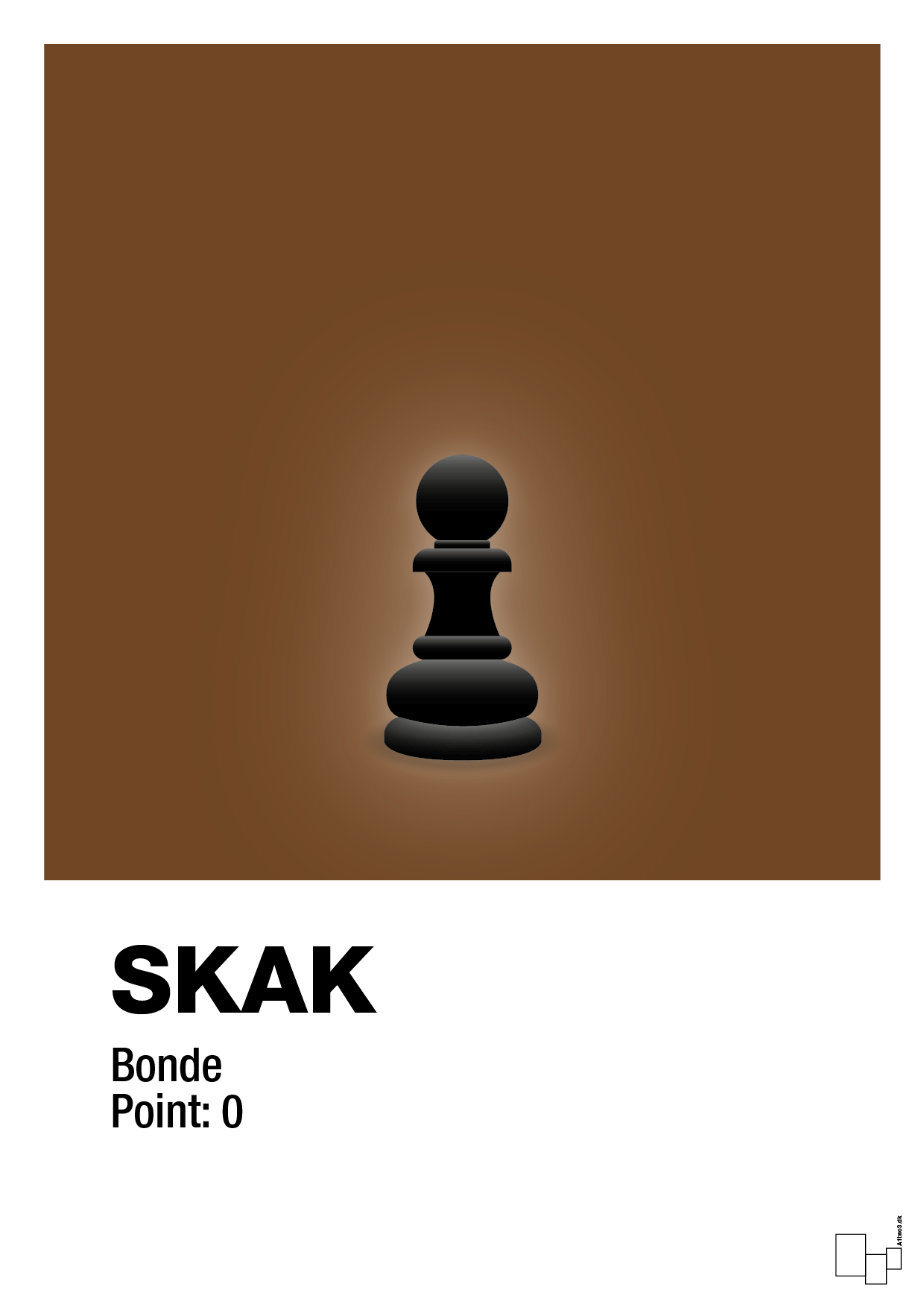 plakat: spillebrikken bonde i sort - dark brown-Brætspil-A1two3
