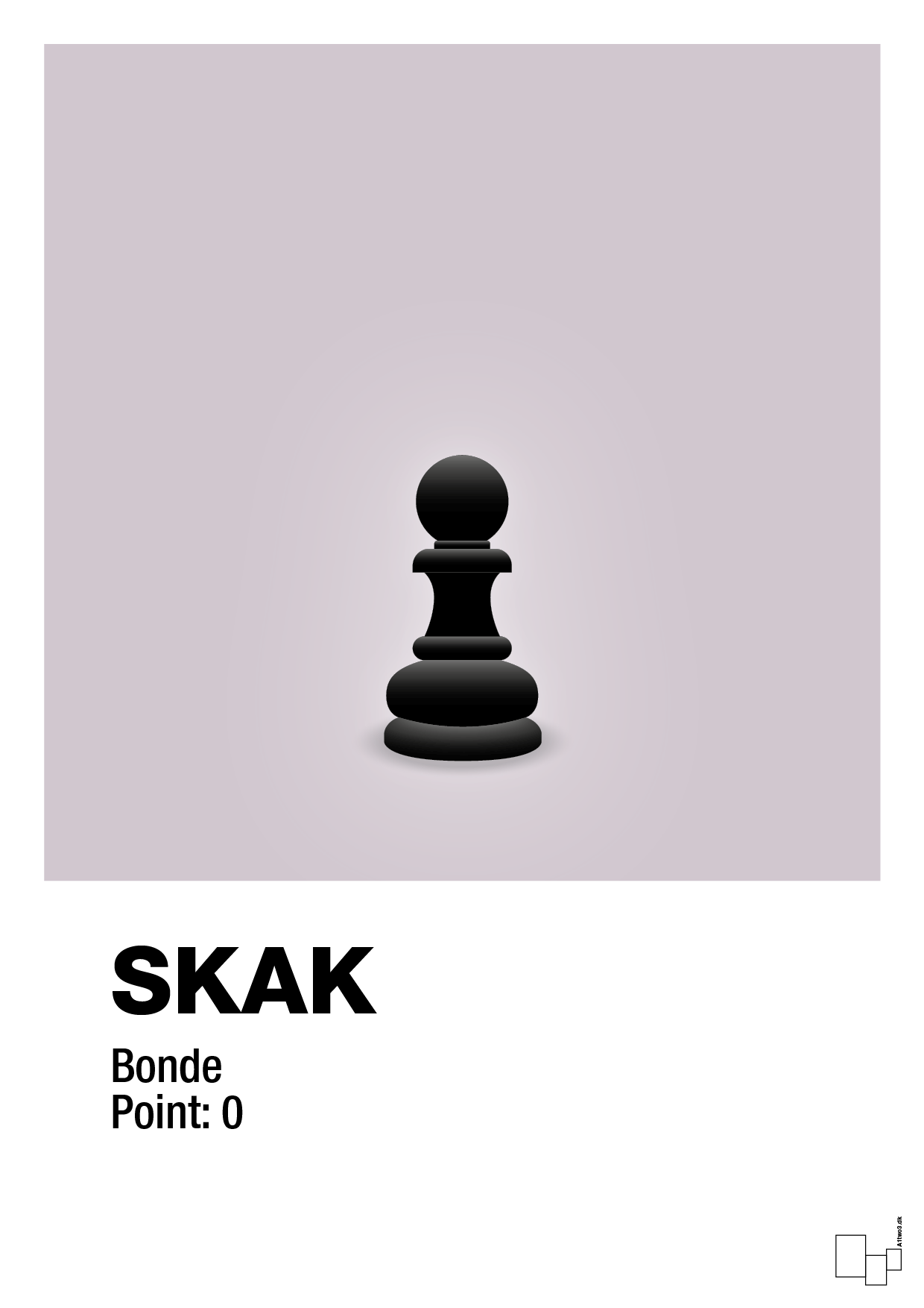 plakat: spillebrikken bonde i sort - dusty lilac-Brætspil-A1two3