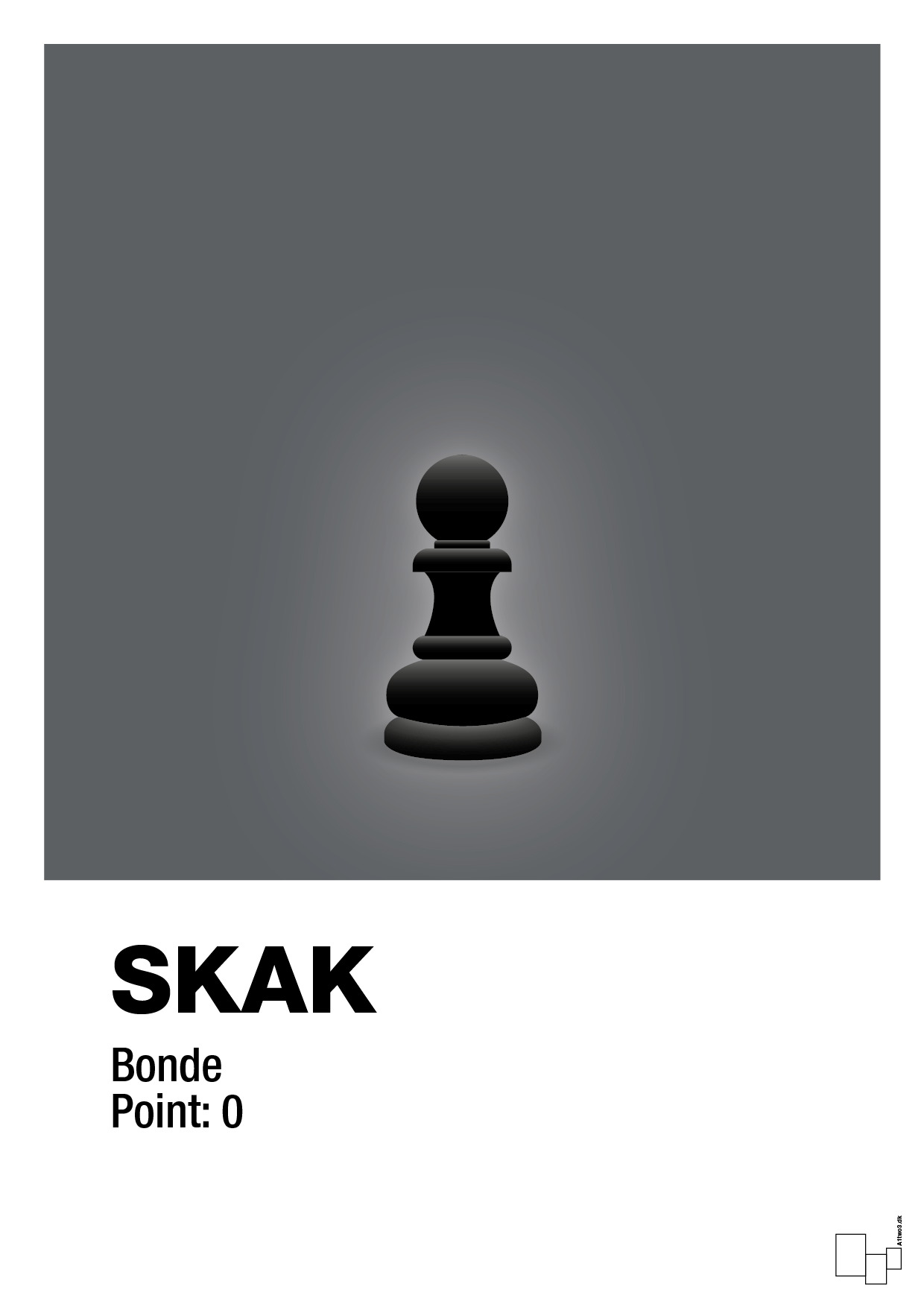 plakat: spillebrikken bonde i sort - graphic charcoal-Brætspil-A1two3