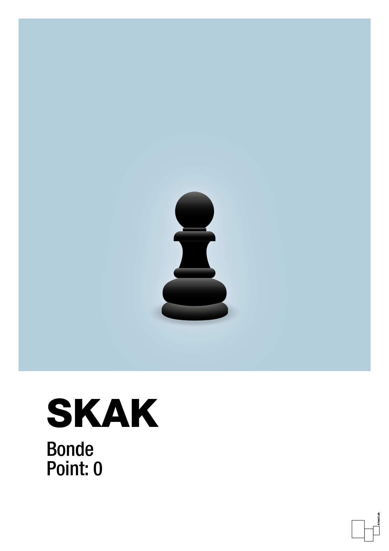 plakat: spillebrikken bonde i sort - heavenly blue-Brætspil-A1two3