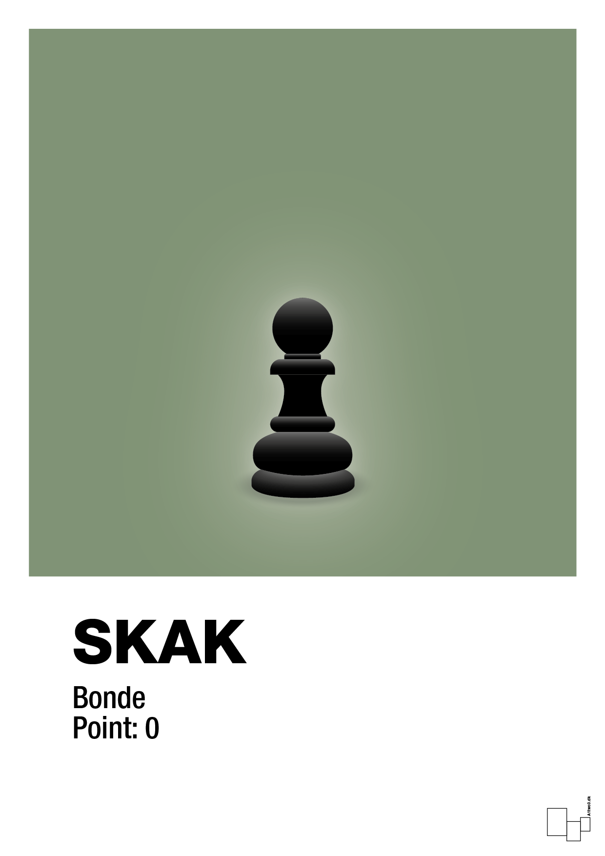 plakat: spillebrikken bonde i sort - jade-Brætspil-A1two3