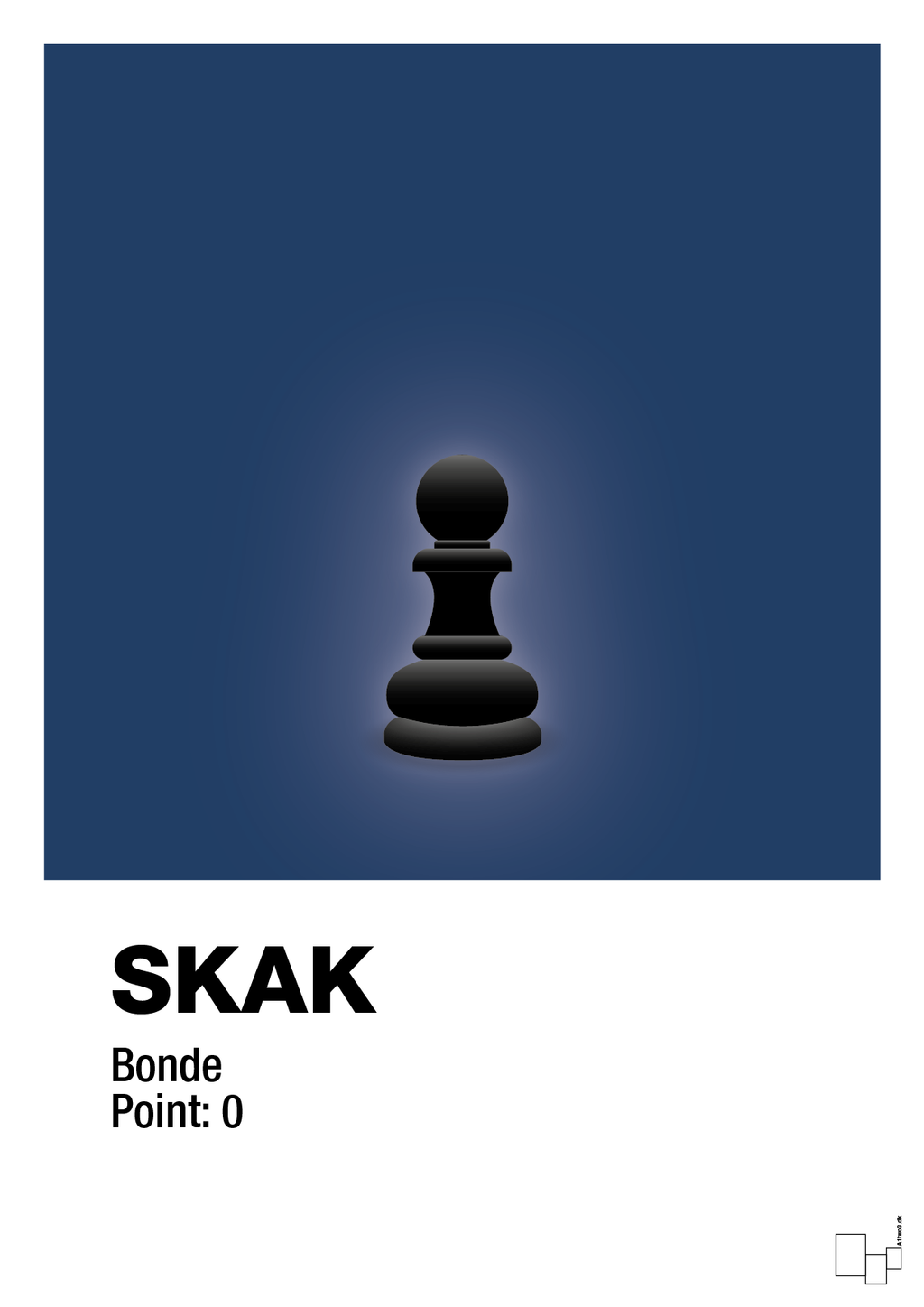 plakat: spillebrikken bonde i sort - lapis blue-Brætspil-A1two3