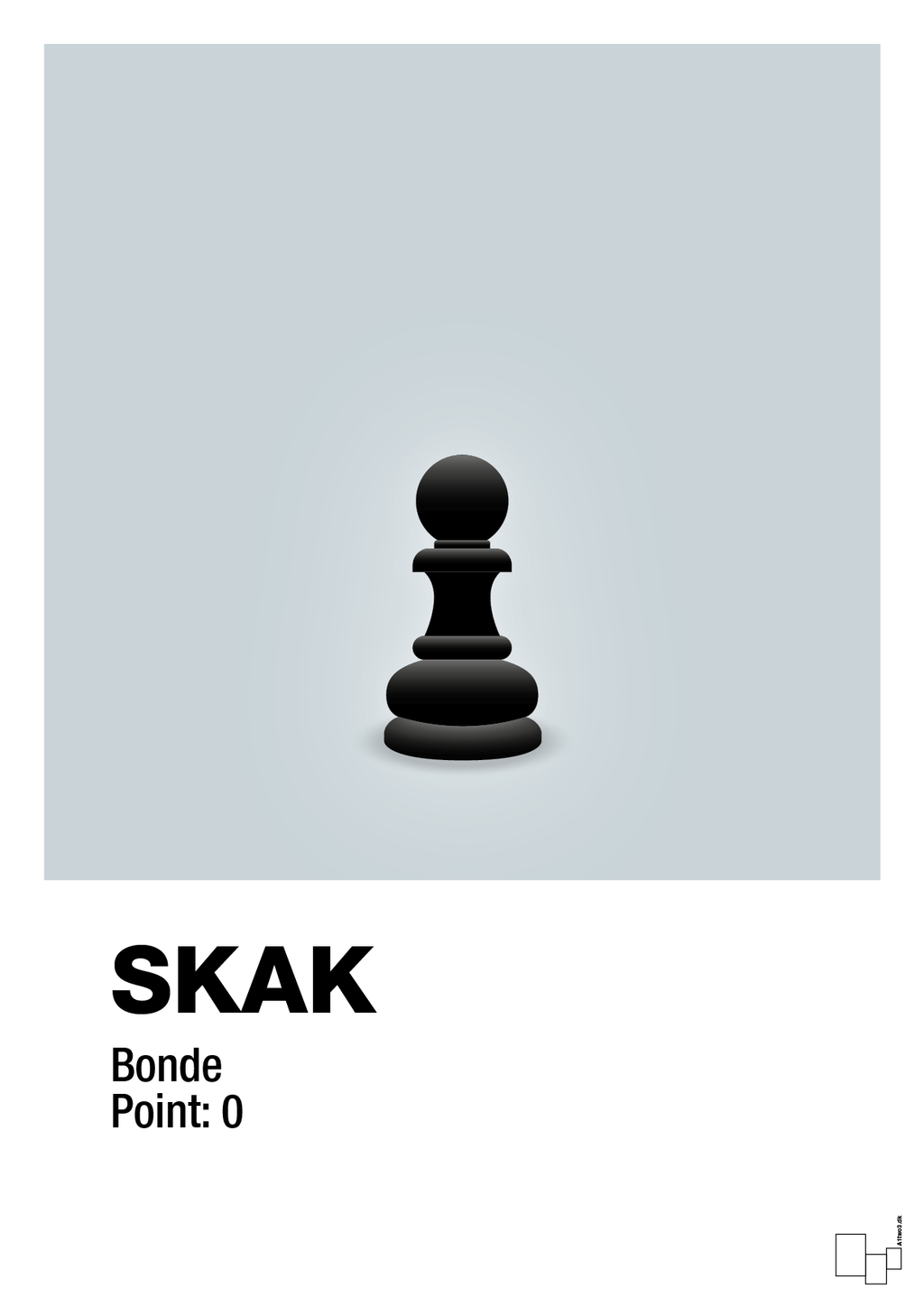 plakat: spillebrikken bonde i sort - light drizzle-Brætspil-A1two3