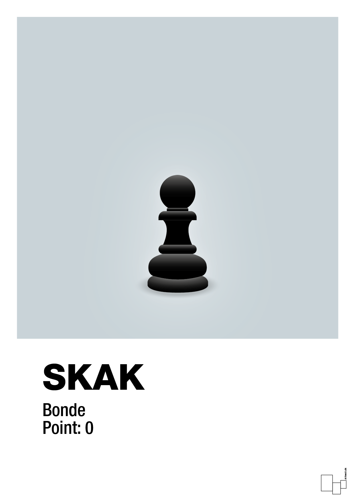 plakat: spillebrikken bonde i sort - light drizzle-Brætspil-A1two3