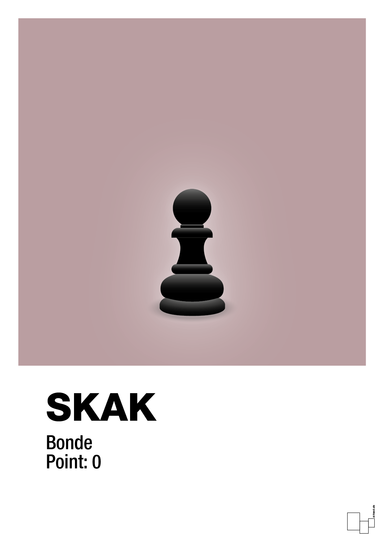 plakat: spillebrikken bonde i sort - light rose-Brætspil-A1two3