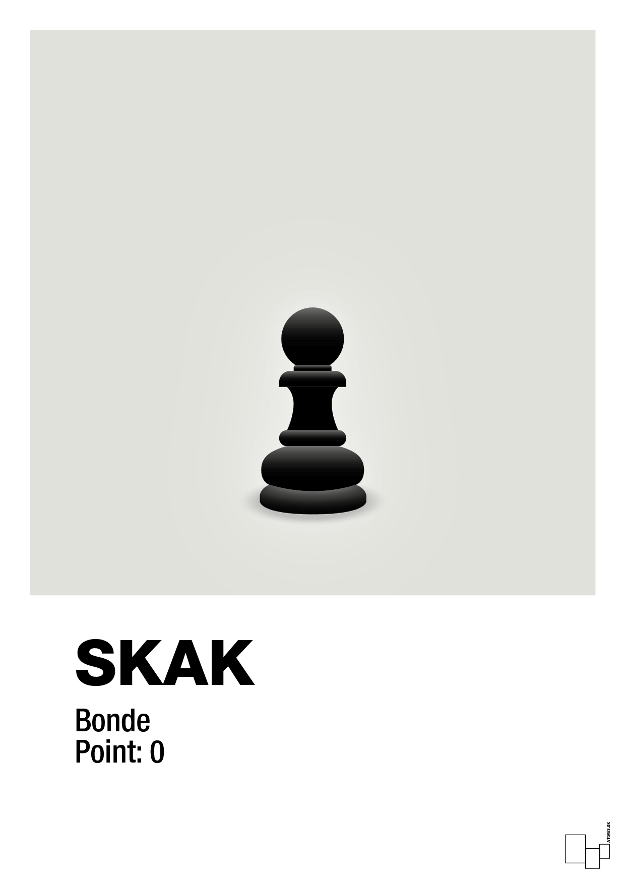 plakat: spillebrikken bonde i sort - painters white-Brætspil-A1two3