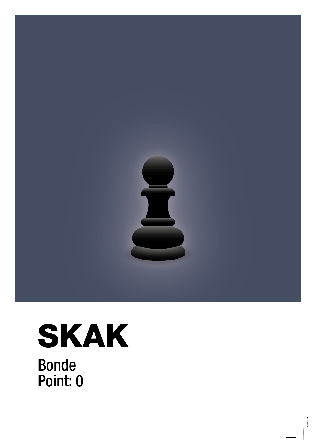Spillebrikken bonde i sort - petrol-Brætspil-A1two3