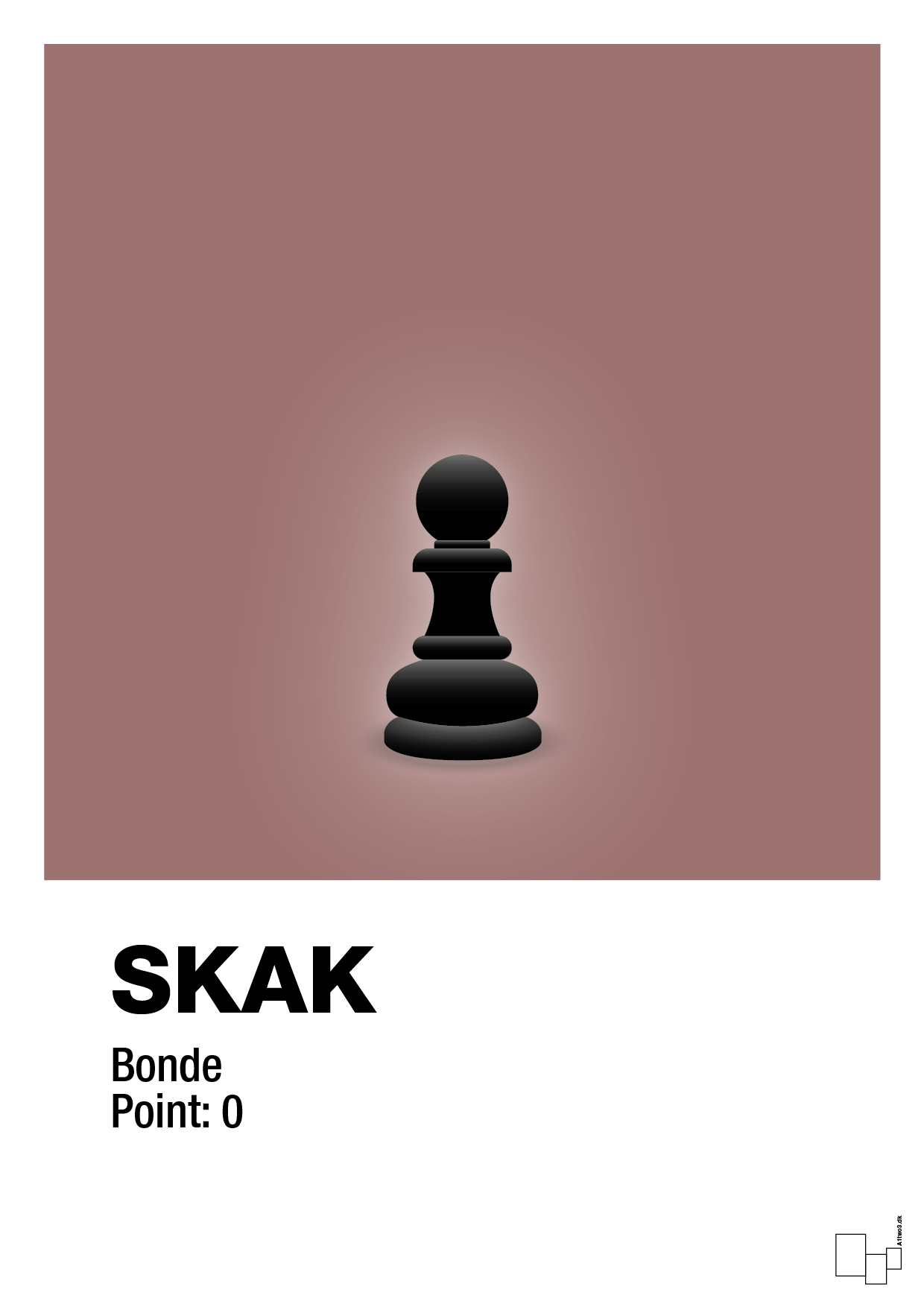 plakat: spillebrikken bonde i sort - plum-Brætspil-A1two3