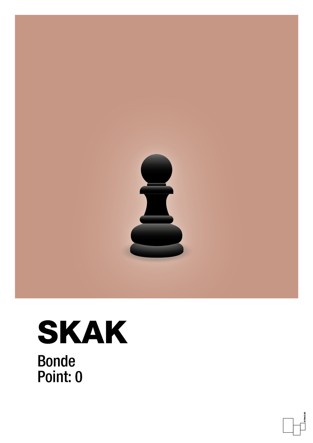 plakat: spillebrikken bonde i sort - powder-Brætspil-A1two3