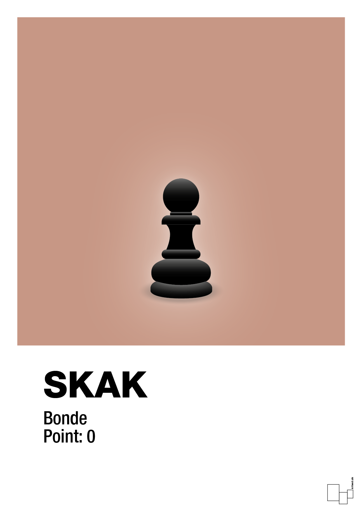plakat: spillebrikken bonde i sort - powder-Brætspil-A1two3