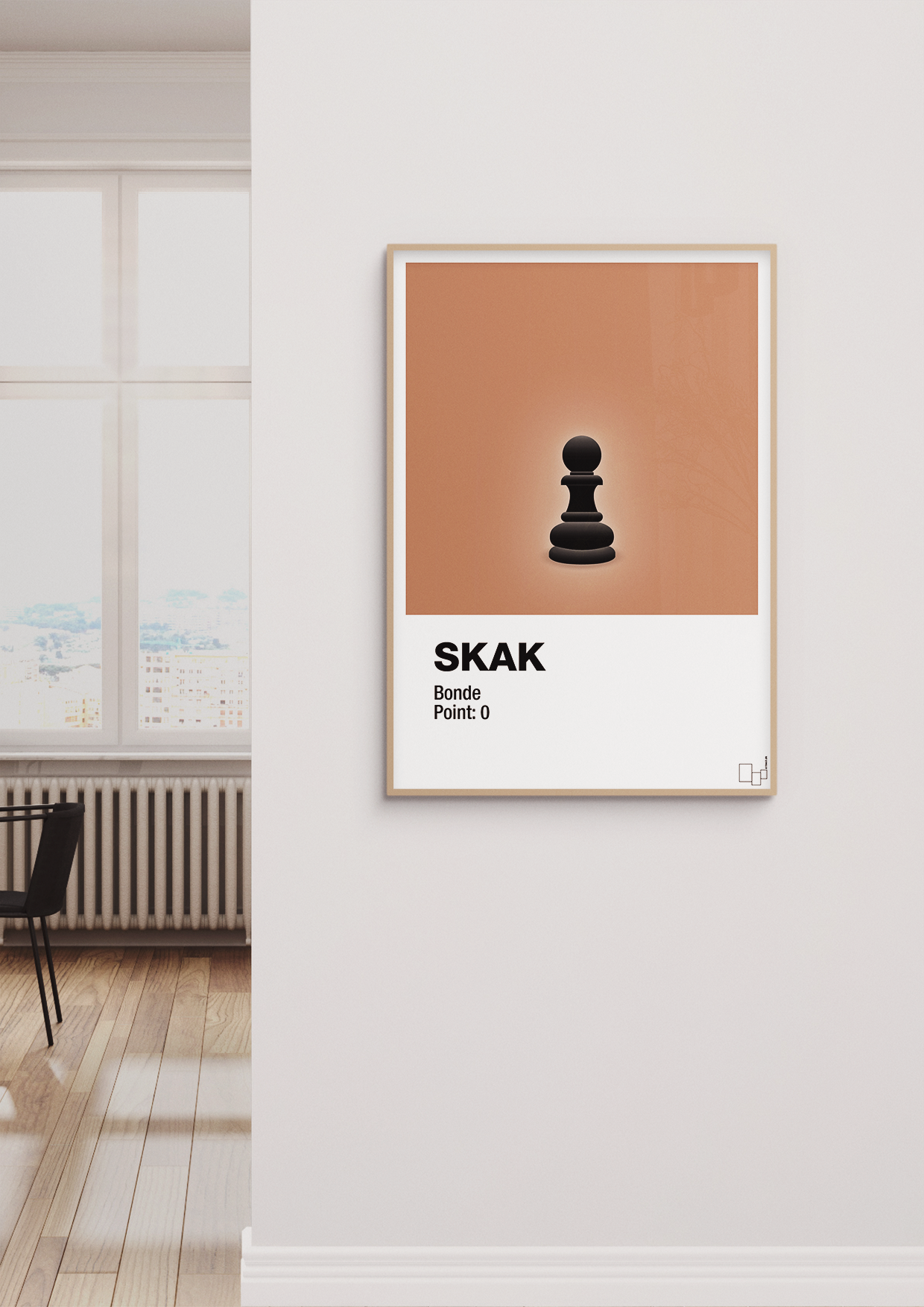 plakat: spillebrikken bonde i sort - broken beige-Brætspil-A1two3