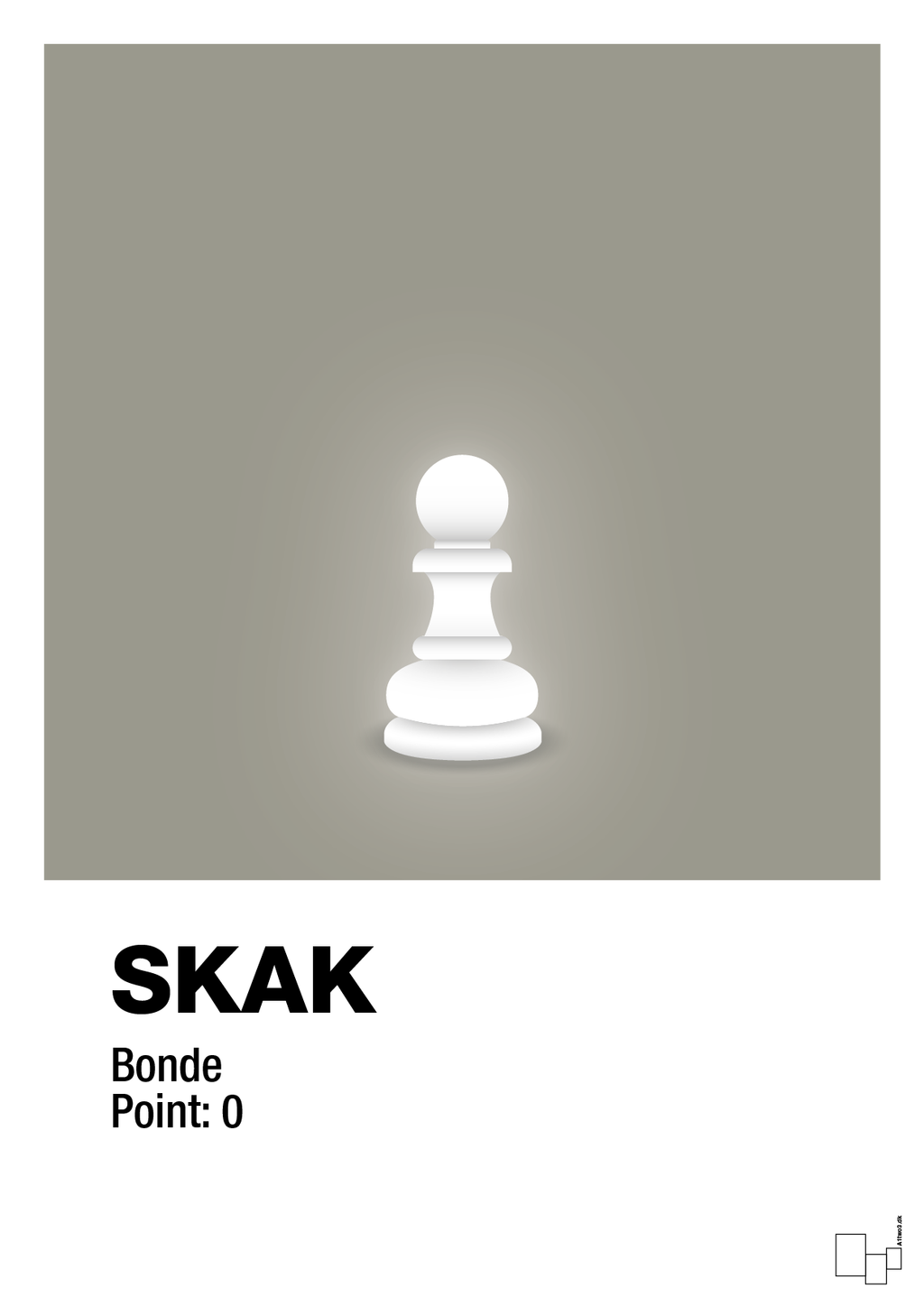 plakat: spillebrikken bonde i hvid - battleship gray-Brætspil-A1two3