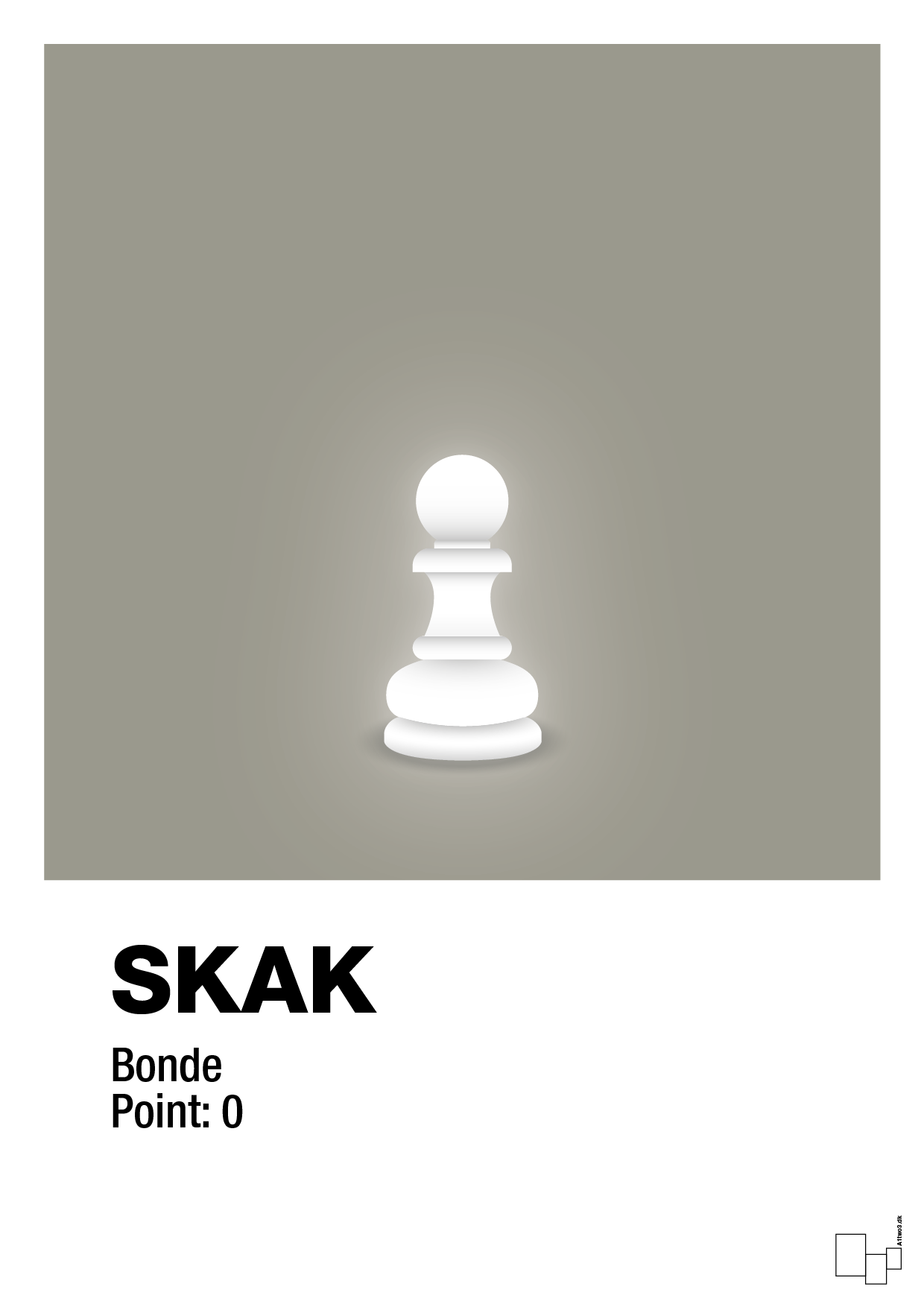 plakat: spillebrikken bonde i hvid - battleship gray-Brætspil-A1two3