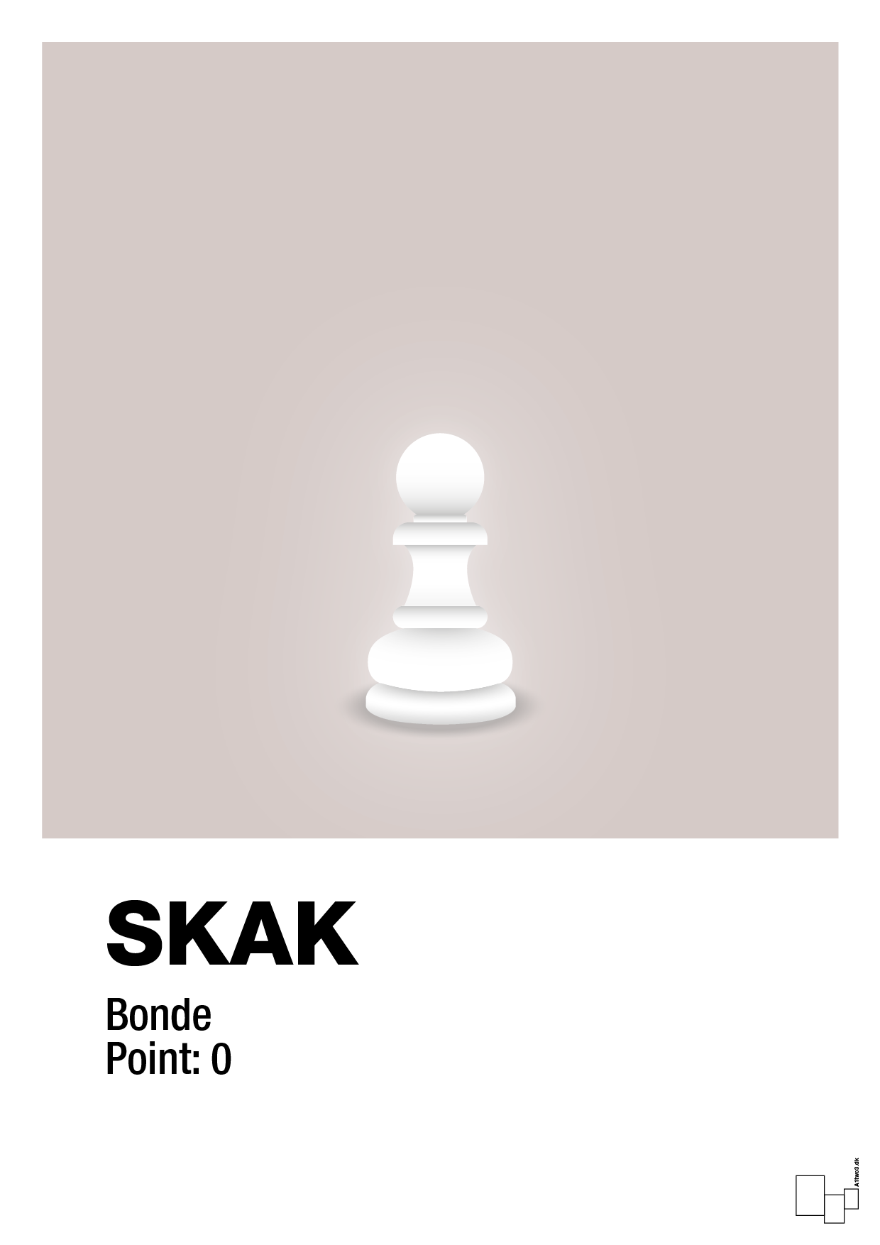 plakat: spillebrikken bonde i hvid - broken beige-Brætspil-A1two3