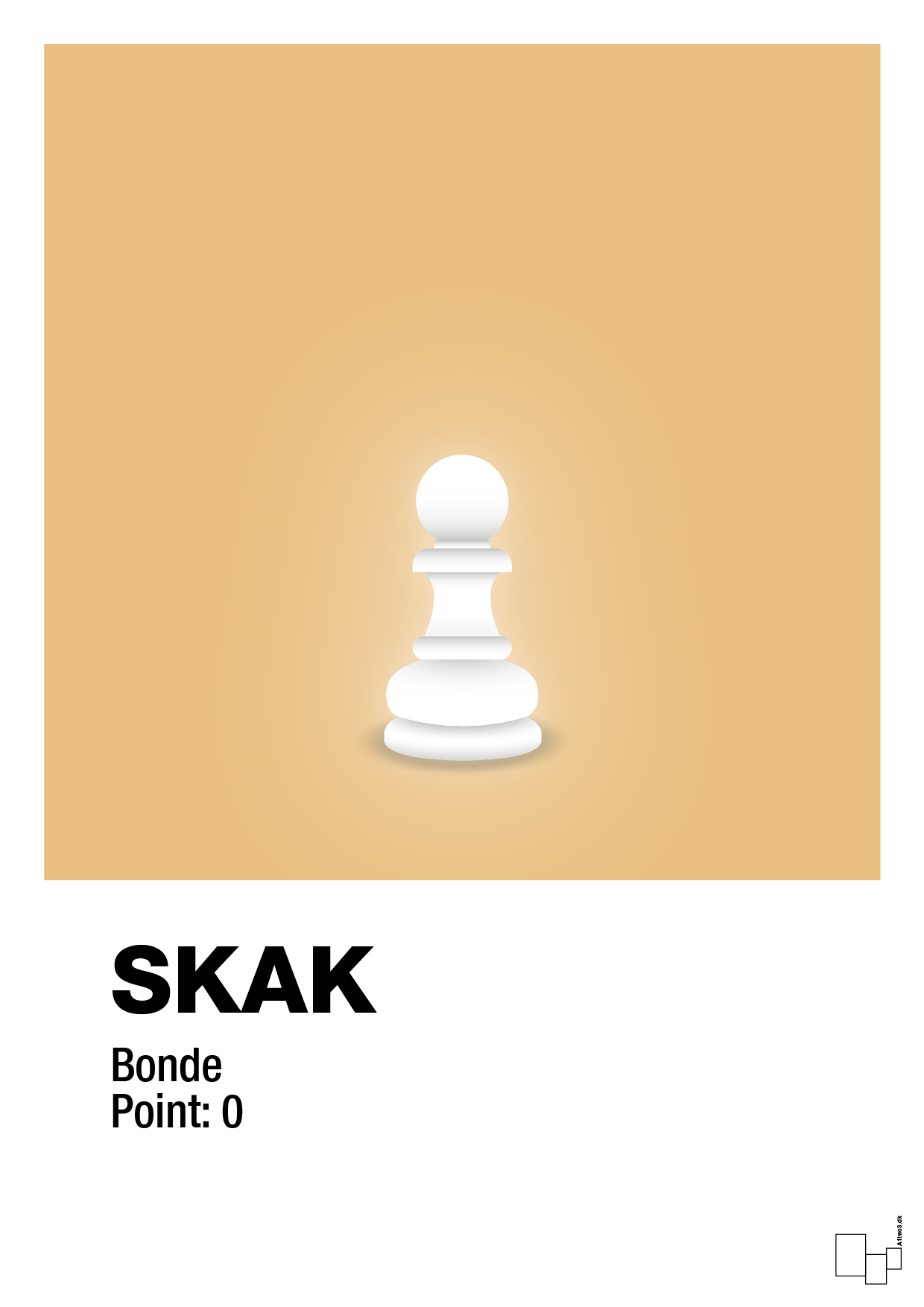 plakat: spillebrikken bonde i hvid - charismatic-Brætspil-A1two3