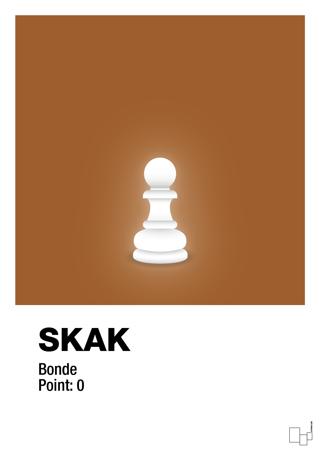 plakat: spillebrikken bonde i hvid - cognac-Brætspil-A1two3
