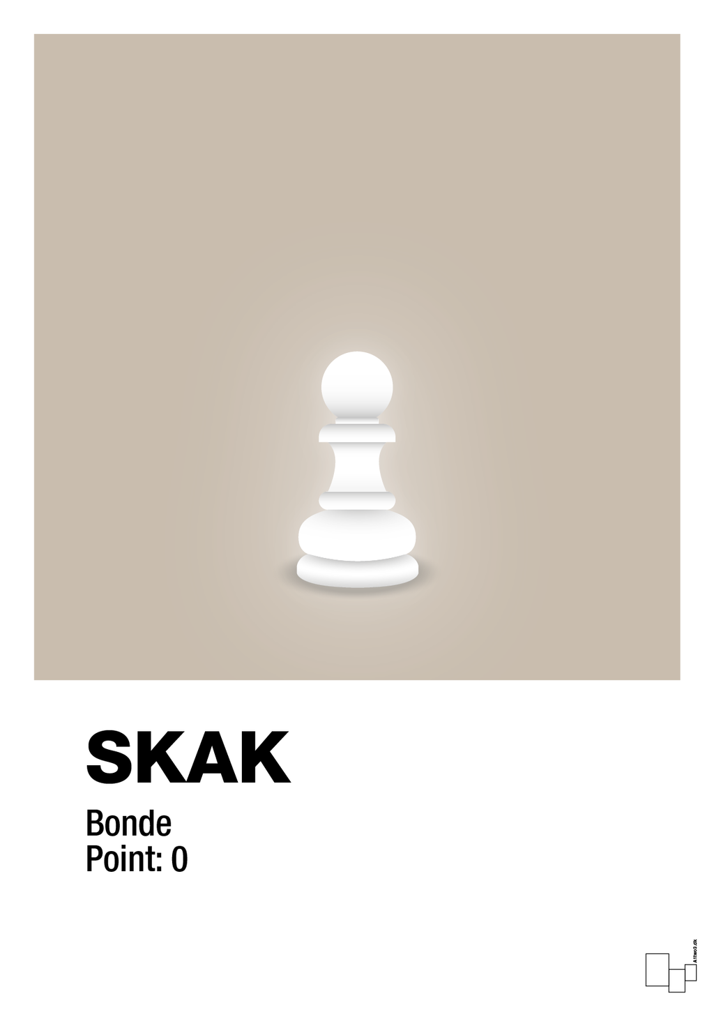 plakat: spillebrikken bonde i hvid - creamy mushroom-Brætspil-A1two3