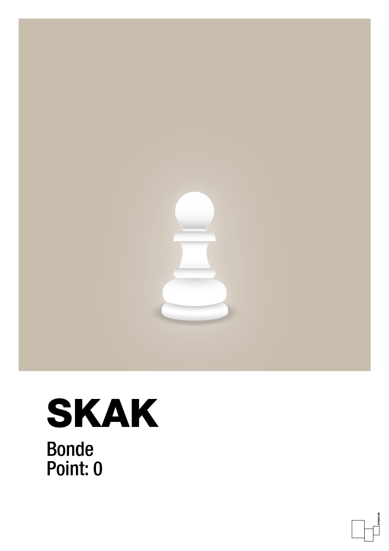 plakat: spillebrikken bonde i hvid - creamy mushroom-Brætspil-A1two3