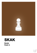 plakat: spillebrikken bonde i hvid - dark brown-Brætspil-A1two3
