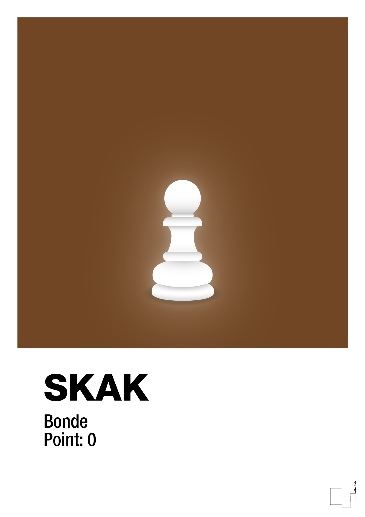 plakat: spillebrikken bonde i hvid - dark brown-Brætspil-A1two3