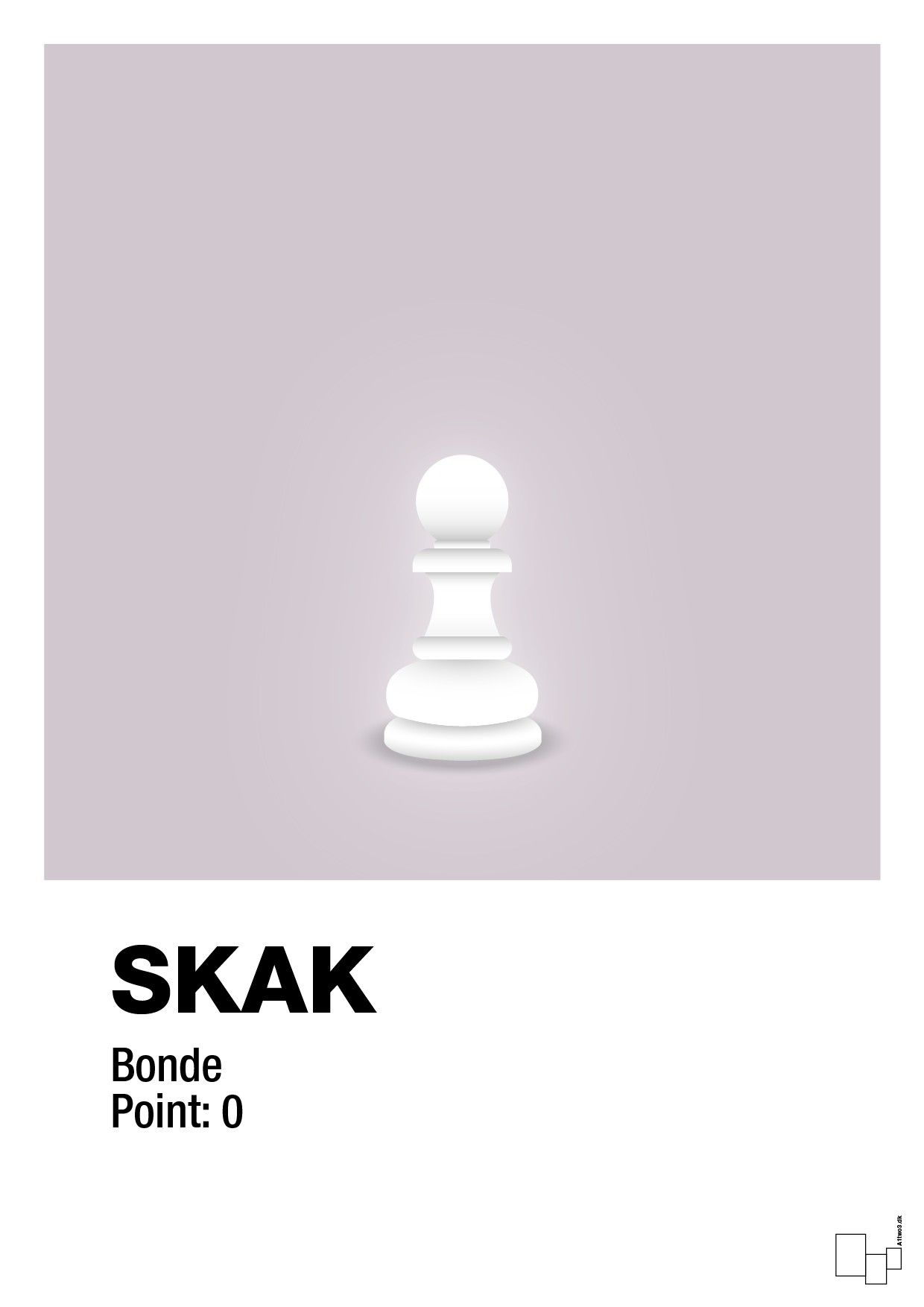 plakat: spillebrikken bonde i hvid - dusty lilac-Brætspil-A1two3
