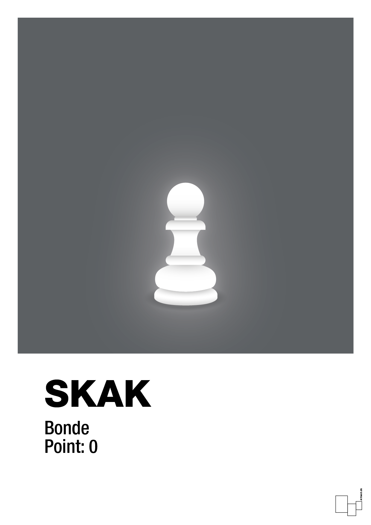 plakat: spillebrikken bonde i hvid - graphic charcoal-Brætspil-A1two3
