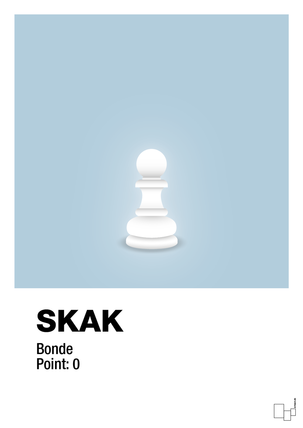 plakat: spillebrikken bonde i hvid - heavenly blue-Brætspil-A1two3