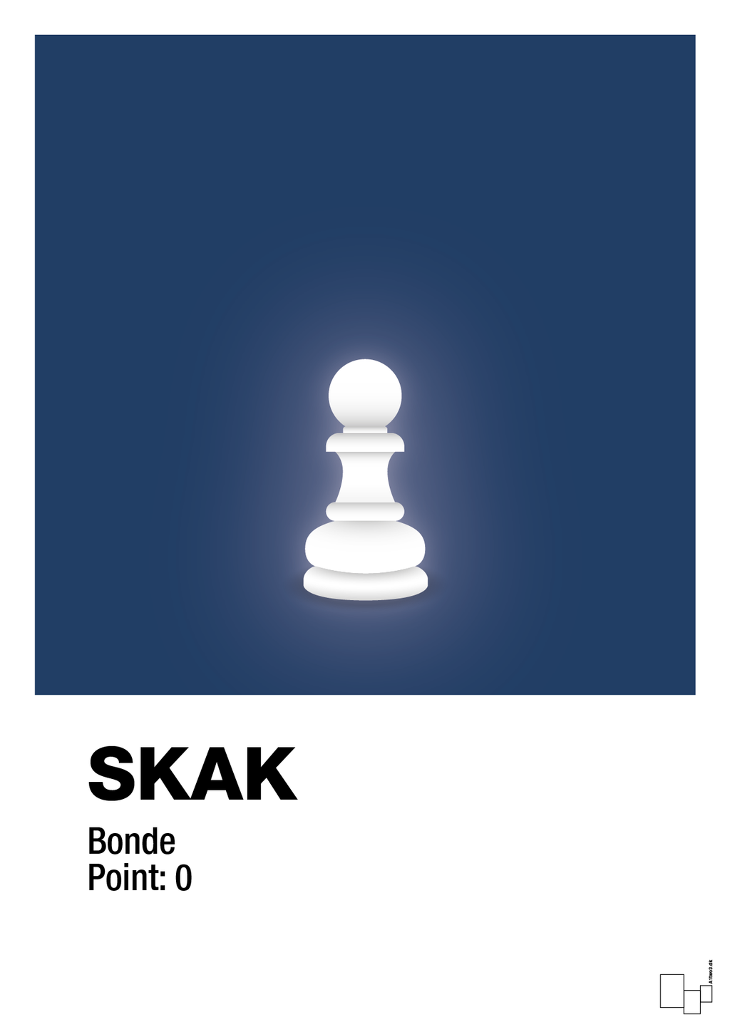 plakat: spillebrikken bonde i hvid - lapis blue-Brætspil-A1two3