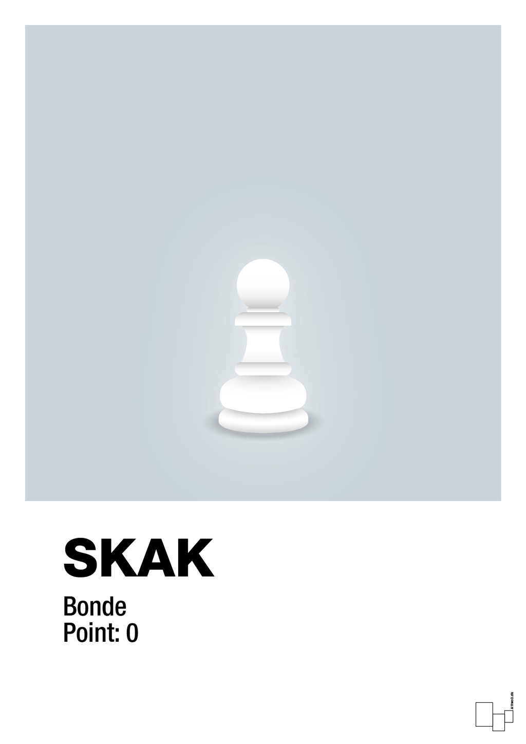 plakat: spillebrikken bonde i hvid - light drizzle-Brætspil-A1two3