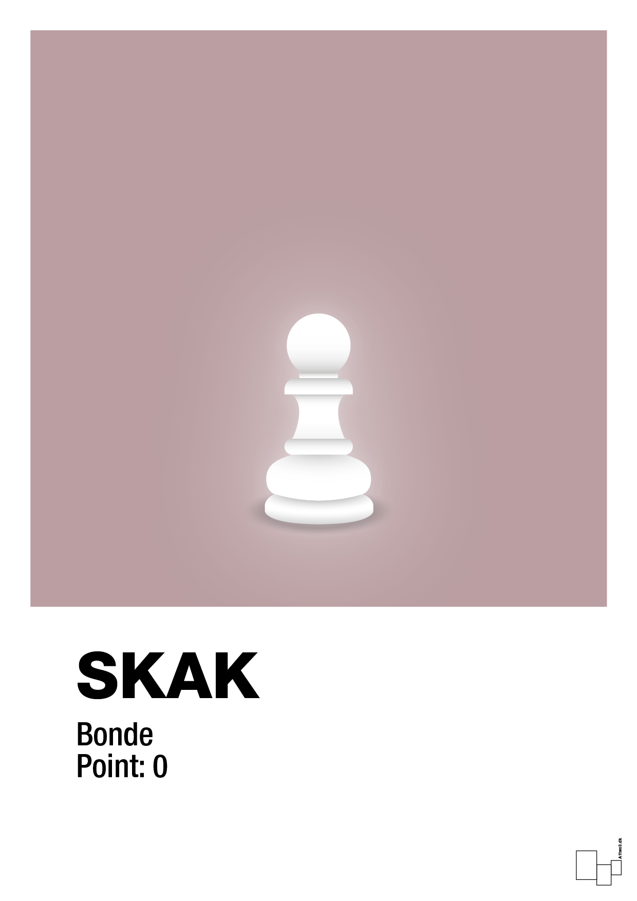 plakat: spillebrikken bonde i hvid - light rose-Brætspil-A1two3