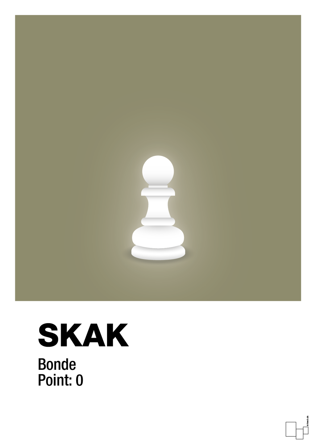plakat: spillebrikken bonde i hvid - misty forrest-Brætspil-A1two3