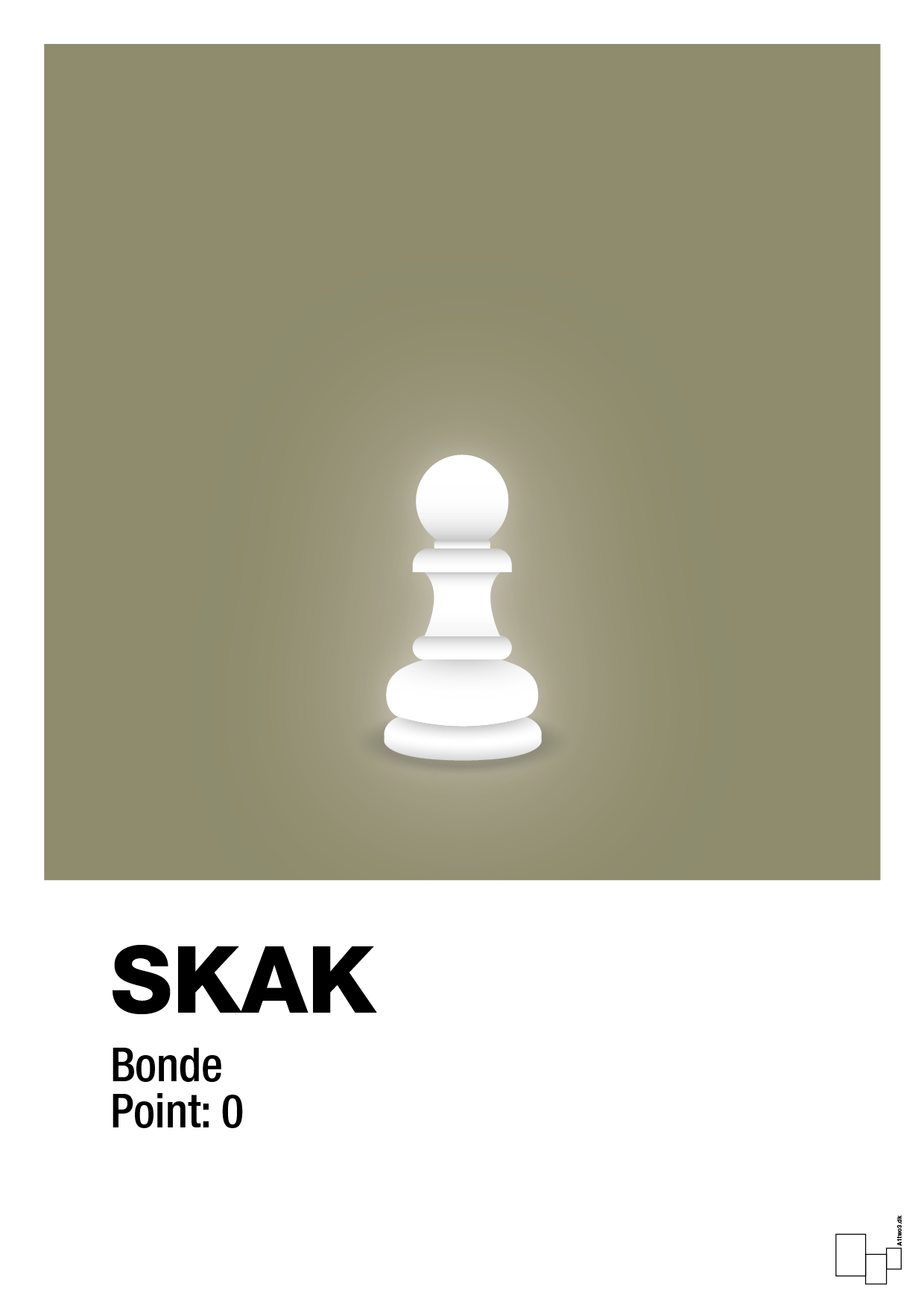 plakat: spillebrikken bonde i hvid - misty forrest-Brætspil-A1two3