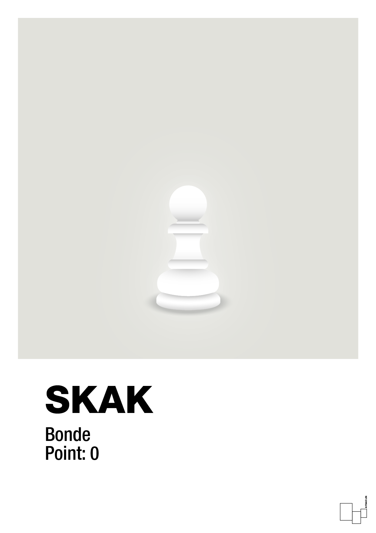 plakat: spillebrikken bonde i hvid - painters white-Brætspil-A1two3