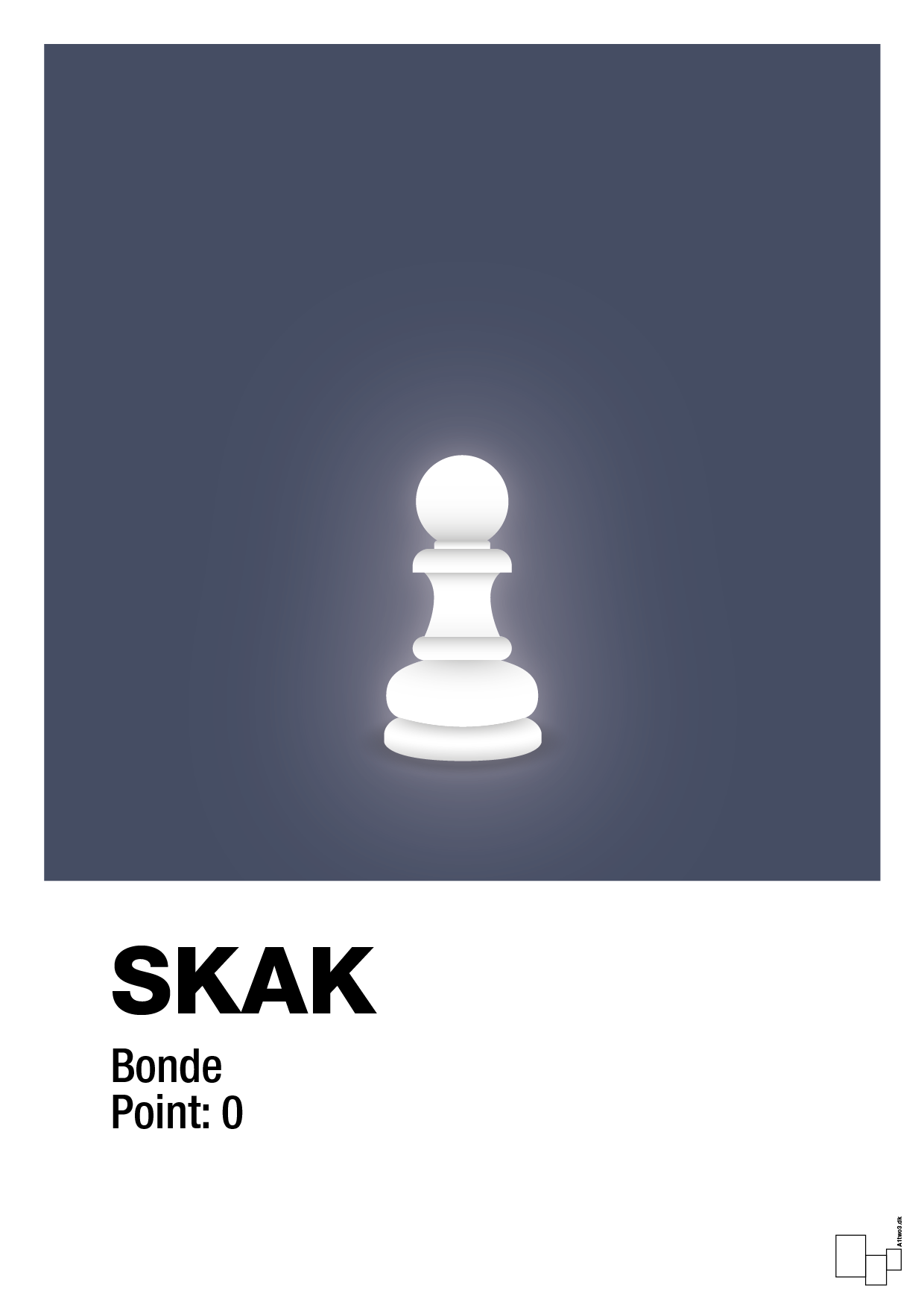 Spillebrikken bonde i hvid - petrol-Brætspil-A1two3