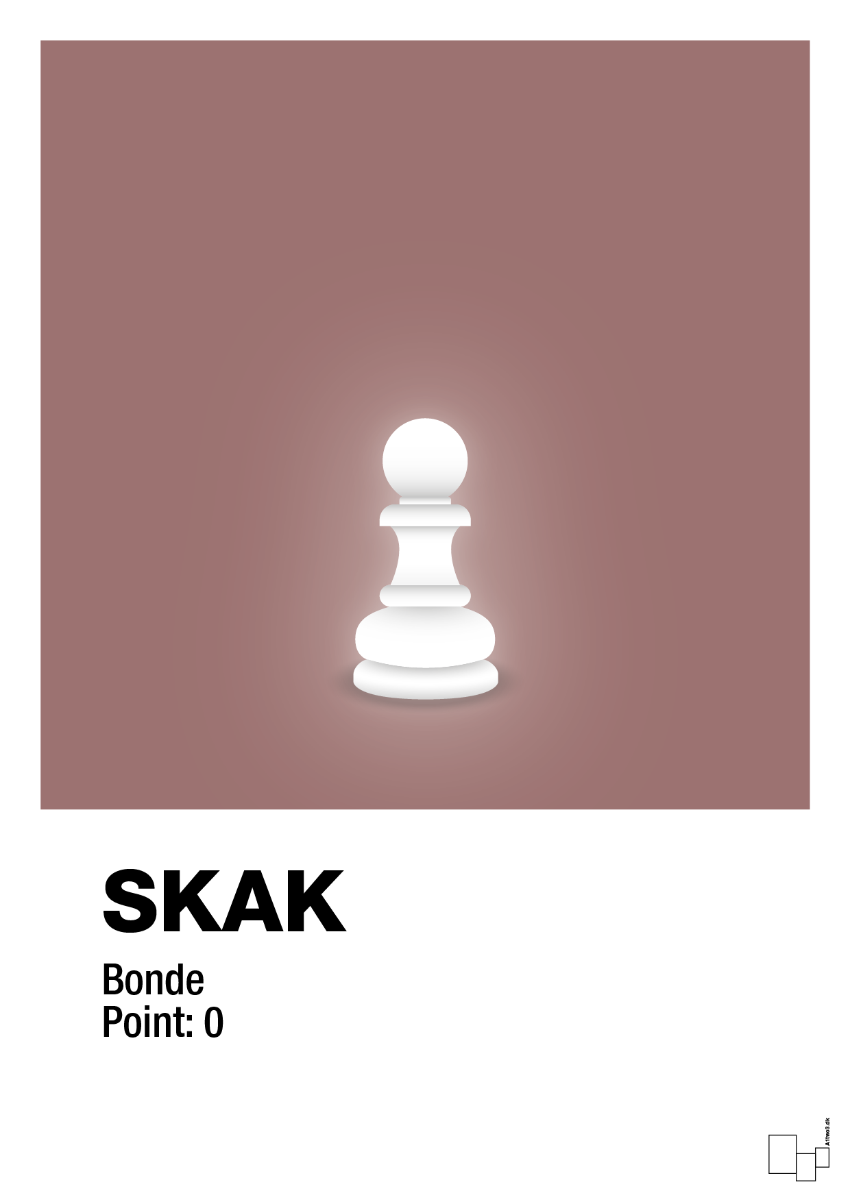 plakat: spillebrikken bonde i hvid - plum-Brætspil-A1two3