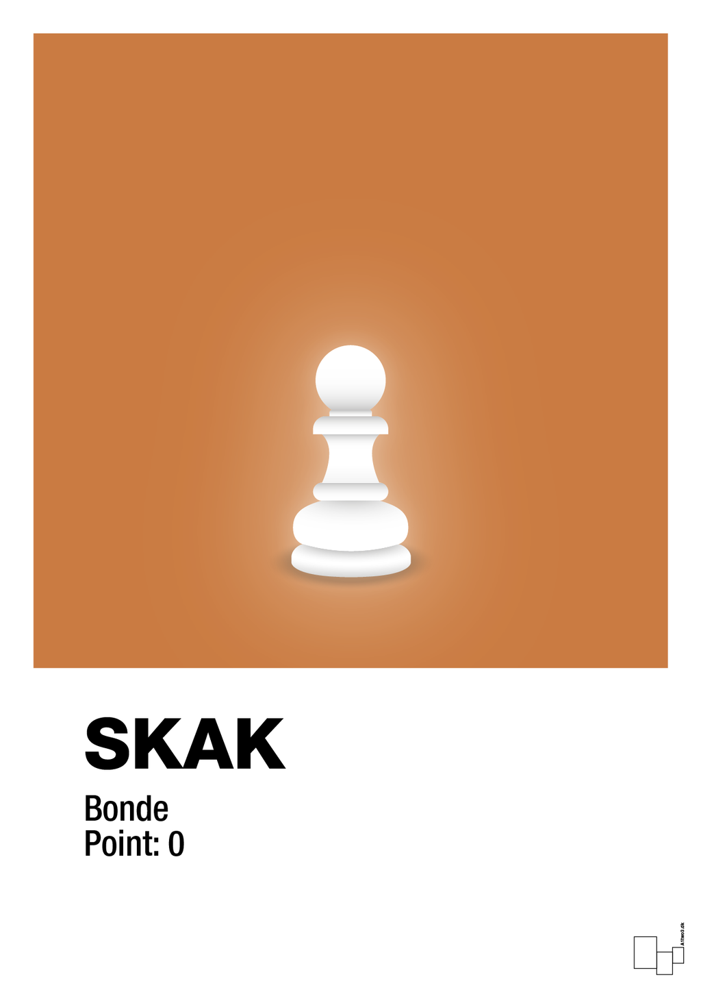 plakat: spillebrikken bonde i hvid - rumba orange-Brætspil-A1two3