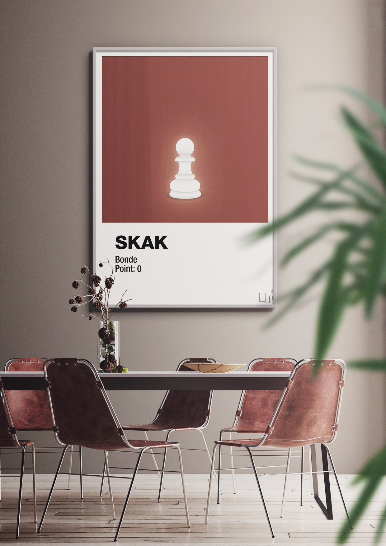 plakat: spillebrikken bonde i hvid - painters white-Brætspil-A1two3